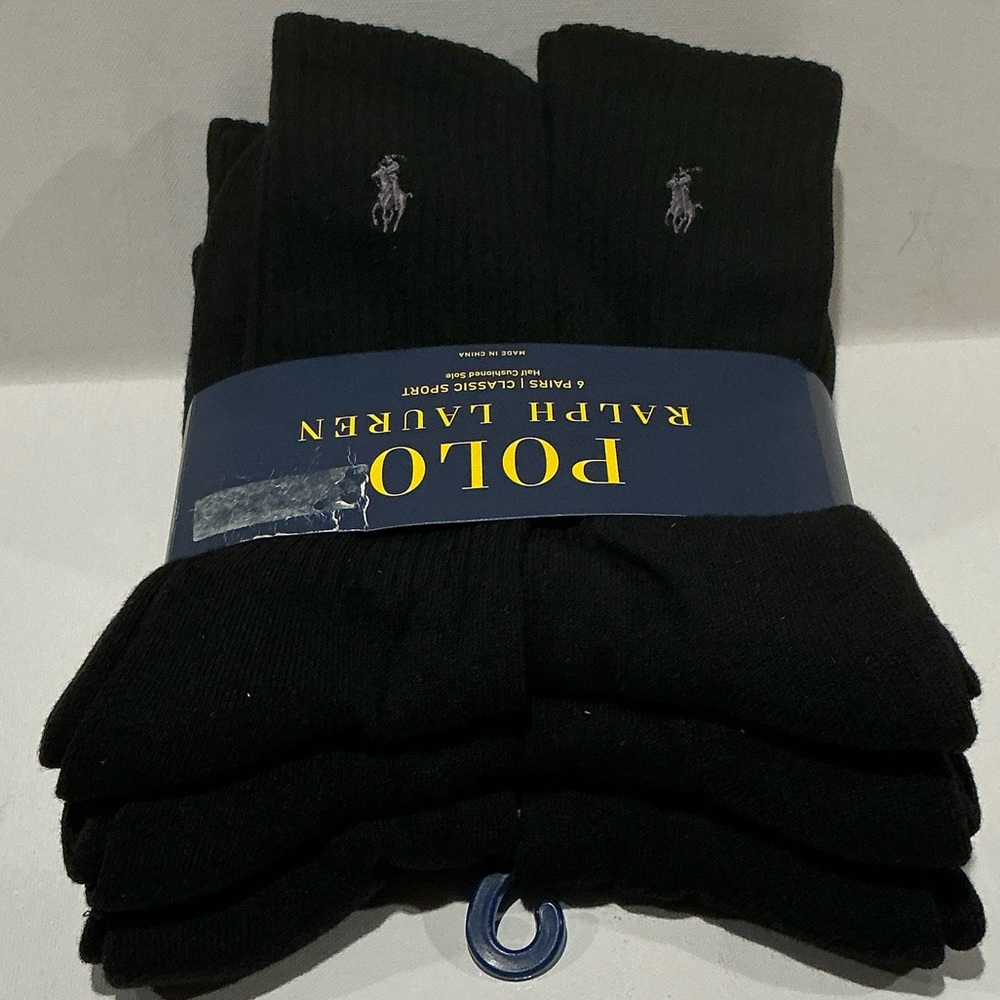 NWT Polo Ralph Lauren  (6) Pairs Classic Sport Half Cushioned Sole Socks.